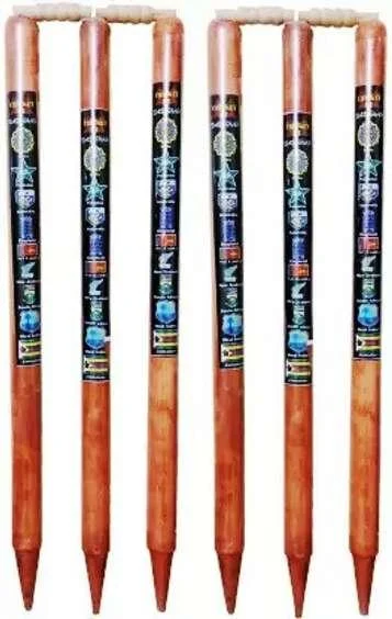 Maspro Six Wooden Cricket Stumps Set Turf wicket