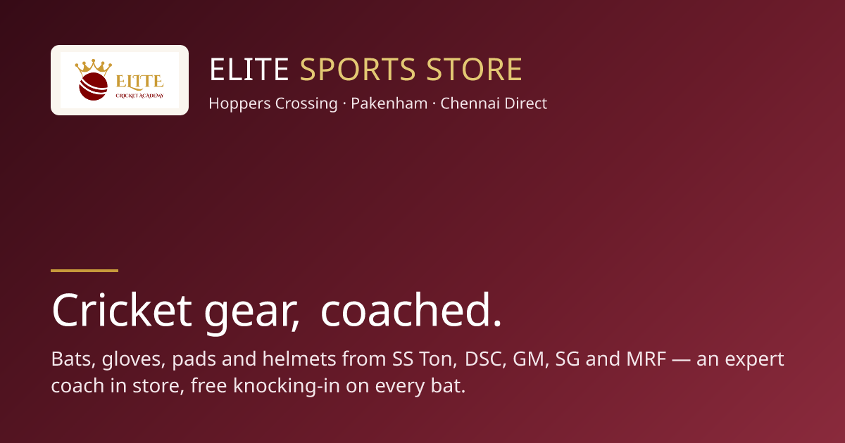 Elite Sports Store — cricket gear, Melbourne